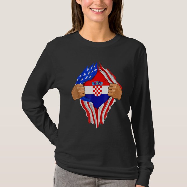 Croatian Blood Inside Me T-Shirt  Croatia Flag Gif (Frente)