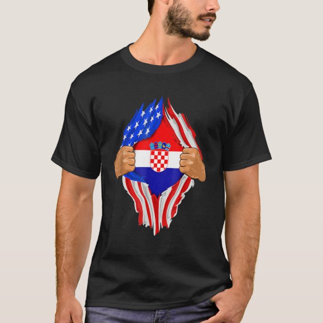 Croatian Blood Inside Me T-Shirt  Croatia Flag Gif (Frente)
