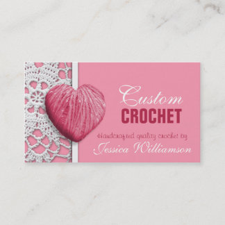Crochet - cartões de visitas dados forma coração