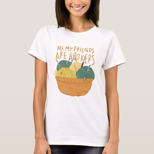 Crochet e Knitting Pun T-Shirt (Frente)