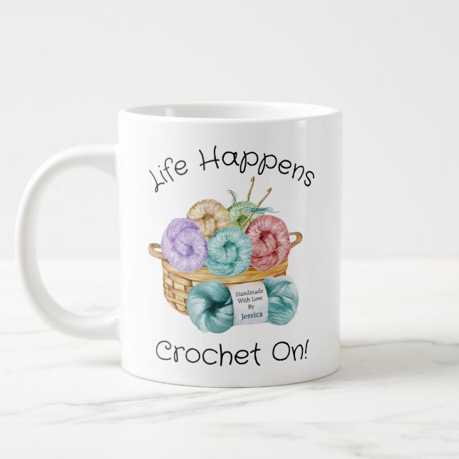 Crochet On Caneca de Café Gigante Personalizada (Esquerda)