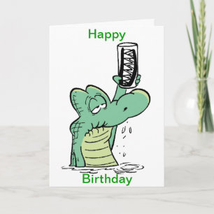 Crocodilo Cartoon Engraçado Cartão de Aniversário