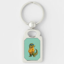 Crocodilo em capuz amarelo com chaveiro de metal v