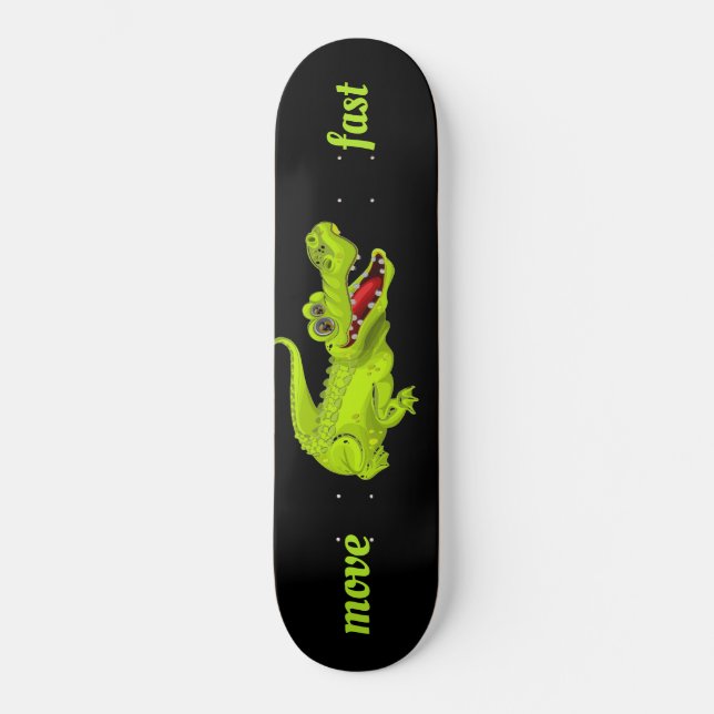 Crocodilo engraçado no skate preto (Frente)
