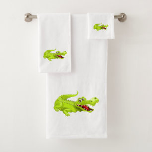 Crocodilo Fofo no Conjunto de Toalhas de Banho Bra