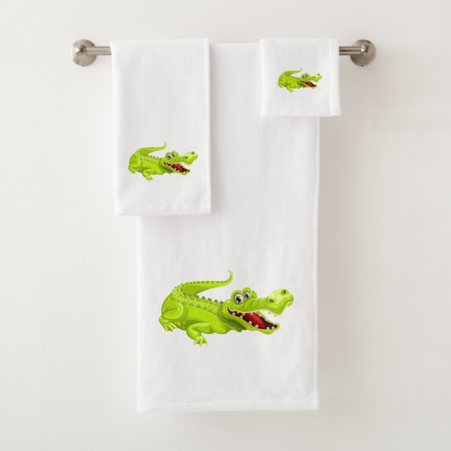 Crocodilo Fofo no Conjunto de Toalhas de Banho Bra (Insitu)