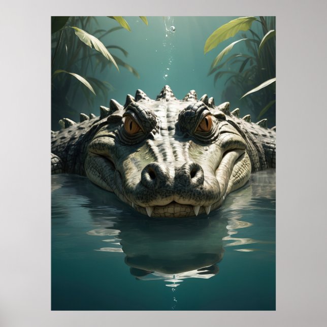 Crocodilo Sereno na Impressão de Arte Selvagem de  (Frente)