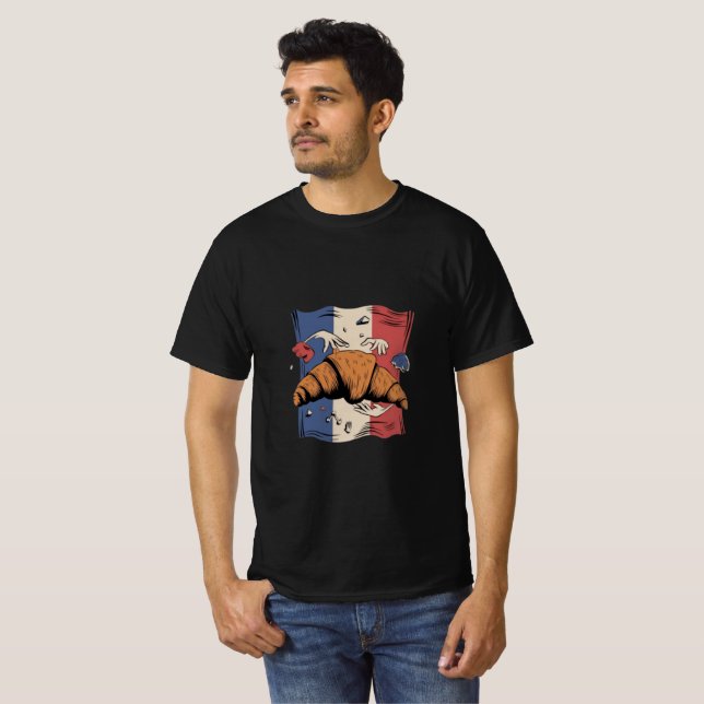 Croissant with hands funny men t-shirt design (Frente Completa)