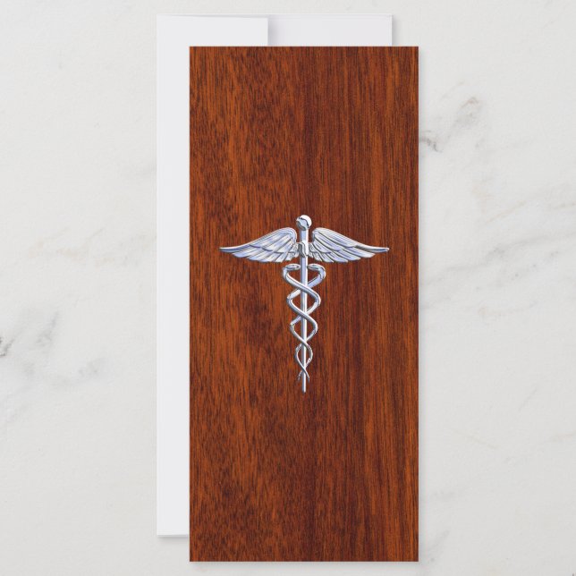 Cromo Como Caduceus Símbolo Médico Estilo Mahogany (Frente)