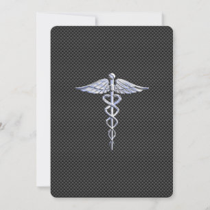 Cromo Como Caduceus Símbolo Médico Fibra de Carb