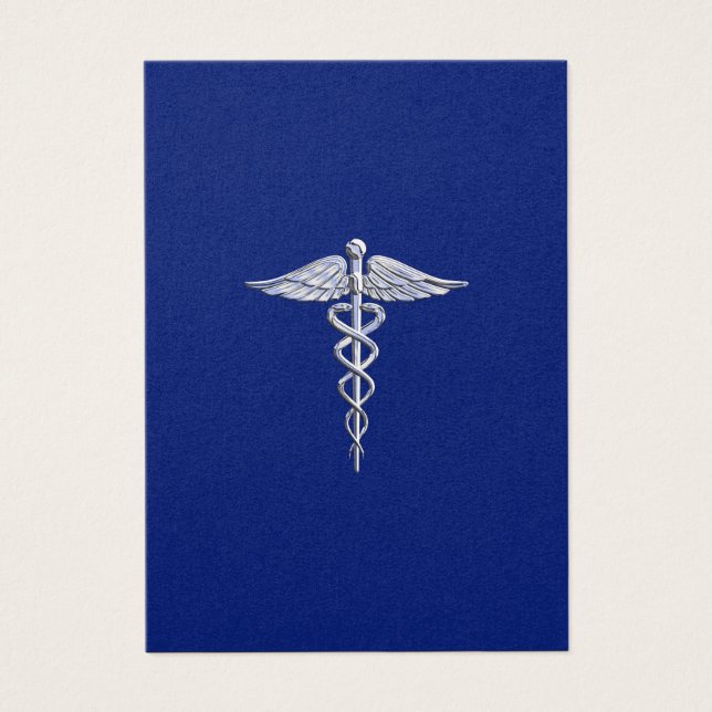 Cromo Como Caduceus Símbolo Médico Marinho Deco Az (Frente)