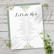 Cronograma de Casamento com Folhagem Verde Script