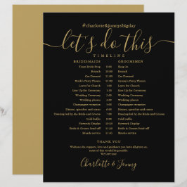 Cronograma de Casamento de Script Preto e Dourado