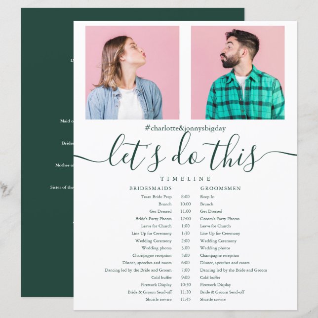 Cronograma de Casamento em Fotografia com Letra Es (Frente/Verso)