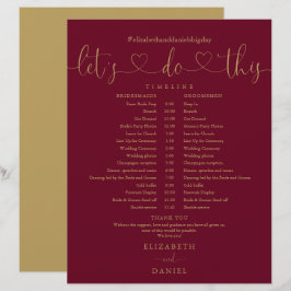 Cronograma de Casamento em Letra Burgundy e Dourad