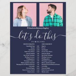 Cronograma de casamento em letra de foto azul mari