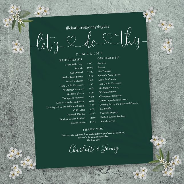 Cronograma de Casamento Emerald Heart Script (Emerald Heart Script Wedding Schedule Timeline)