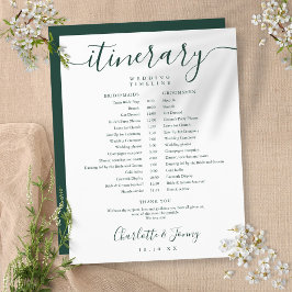 Cronograma de Casamento Emerald Script Itinerário 