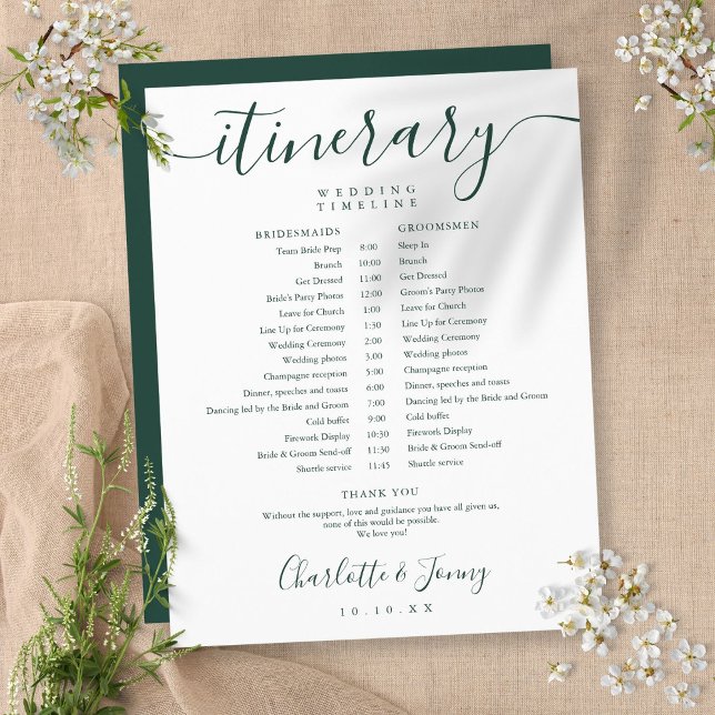 Cronograma de Casamento Emerald Script Itinerário  (Criador carregado)