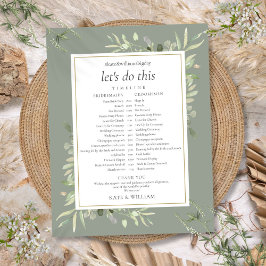 Cronograma de Casamento Folhagem Verde Sábio Linha
