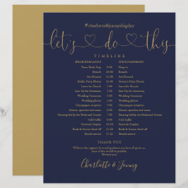 Cronograma de Casamento Navy Gold Heart Script