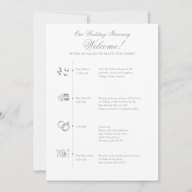 Cronograma de Itinerário de Recepção de Casamento  (Frente)