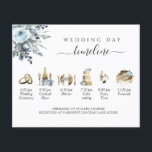 Cronologia do Casamento Floral Azul Empoeirado, Ca<br><div class="desc">Lindo cronograma de casamento em aquarela que certamente impressionará seus convidados. Adicione o cartão aos seus convites e informe todos os convidados sobre o horário dos eventos ou distribua na Cerimônia conforme os convidados forem chegando. Também disponível com o programa da cerimônia no verso. Detalhe de caligrafia elegante e manuscrita....</div>