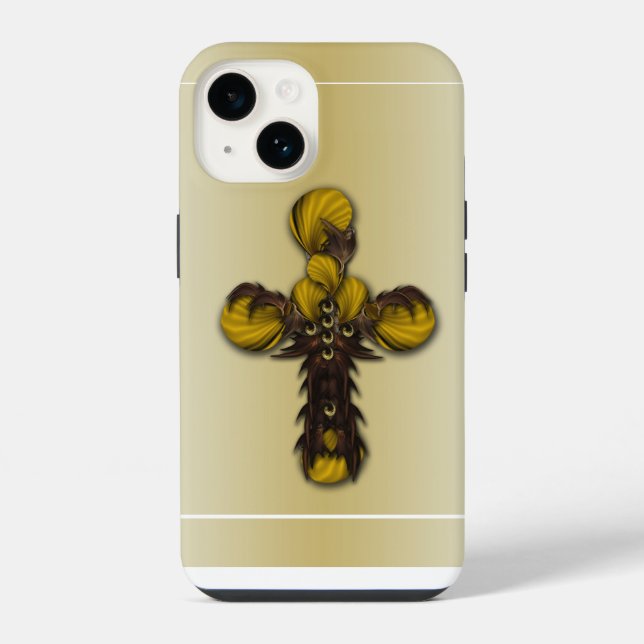 "Cross Leaves Abstraction", iPhone 14 Case (Verso)