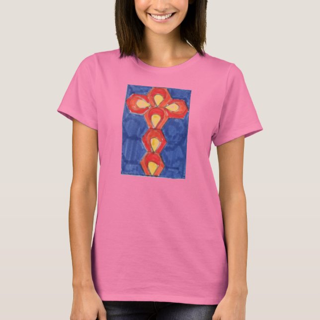 Cross Motif Bella+Canvas Ringer T-Shirt (Frente)
