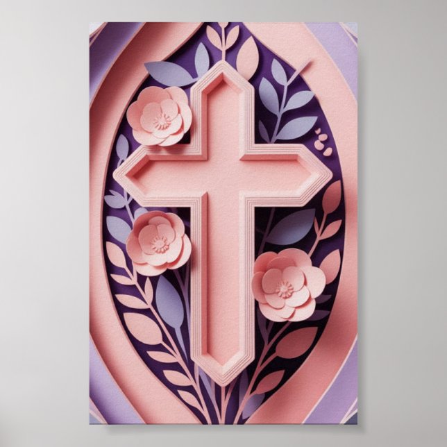 Cross Wall Art Poster | Design de Ai mínimo (Frente)