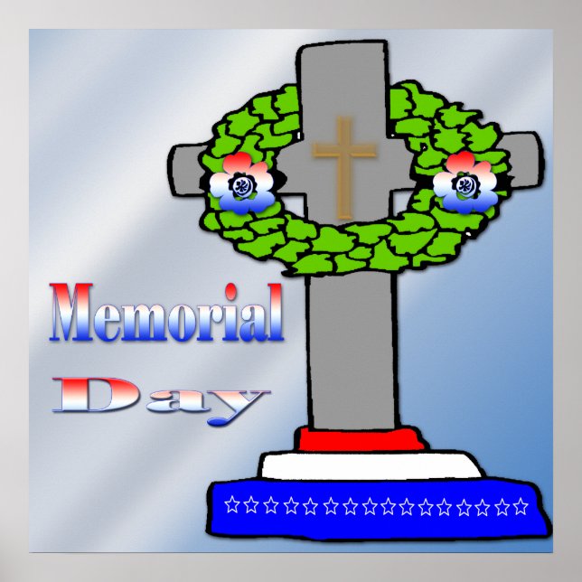 Cross & Wreath - Memorial Day Poster (Frente)