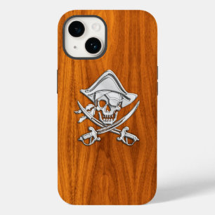 Crossbones pirados de crômio em madeira de carvalh