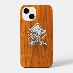Crossbones pirados de crômio em madeira de carvalh