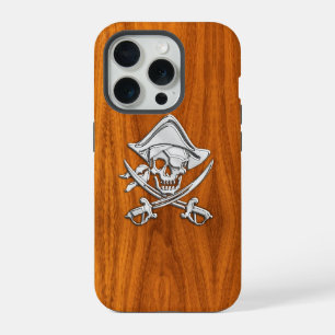 Crossbones pirados de crômio em madeira de carvalh