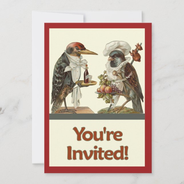 Crow Cook e Woodpecker Bartender Convite (Frente)