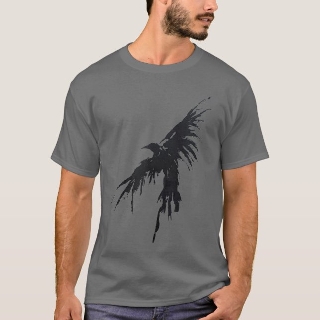 Crow Raven Camisa Voadora Distinta Pássaro Vestido (Frente)