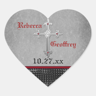 Cruz celta vermelha, etiqueta preta, cinzenta do