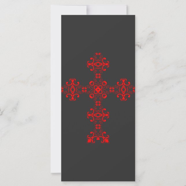 Cruz Com Ornamento Vermelho Arte Decorativa Sagrad (Frente)