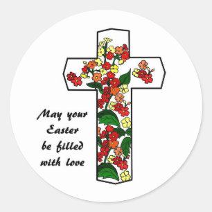 cruz da páscoa e etiquetas religiosas das flores