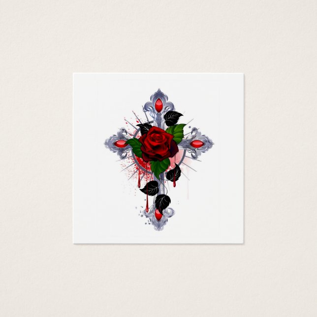 Cruz de Prata com Rosa vermelha (Frente)