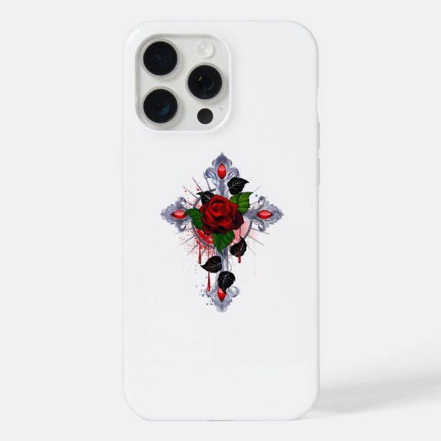 Cruz de Prata com Rosa vermelha (Verso)