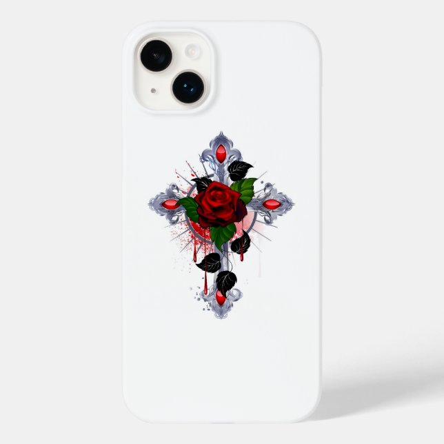 Cruz de Prata com Rosa vermelha (Verso)