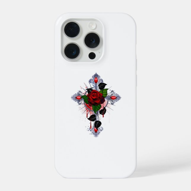 Cruz de Prata com Rosa vermelha (Verso)