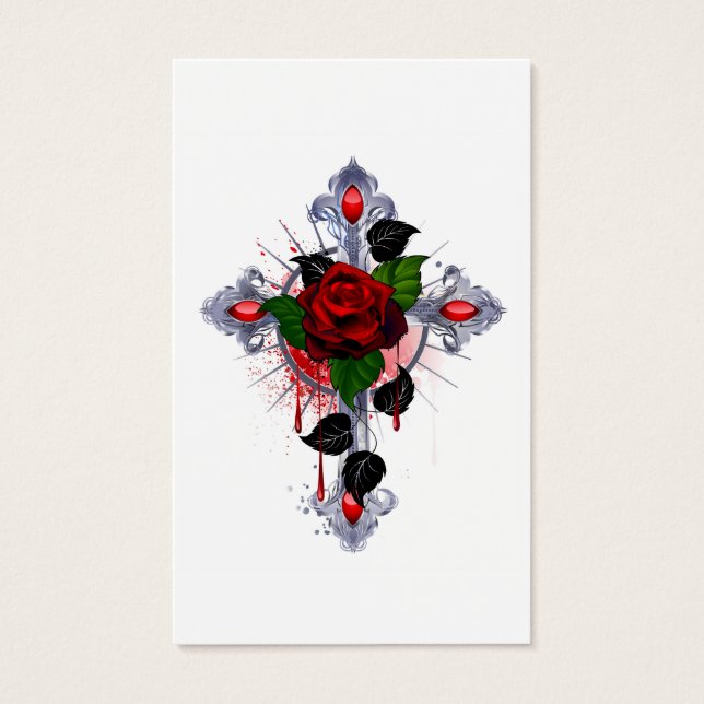 Cruz de Prata com Rosa vermelha (Frente)