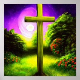 Cruz em um Jardim na Poster da Noite
