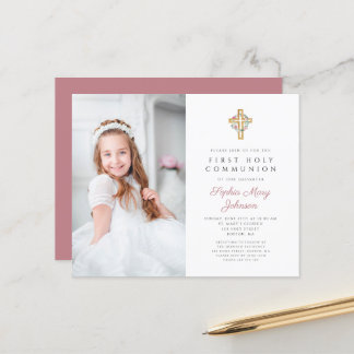 Cruz Floral Orçamentária Foto Menina Primeira Comu
