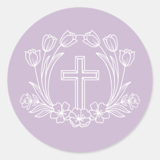 Cruz Floral Simples no Adesivo Lilac