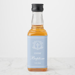 Cruz Floral Simples no Batismo Azul Claro