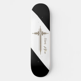 Cruz geométrica skateboard cristã Nunca Sozinho