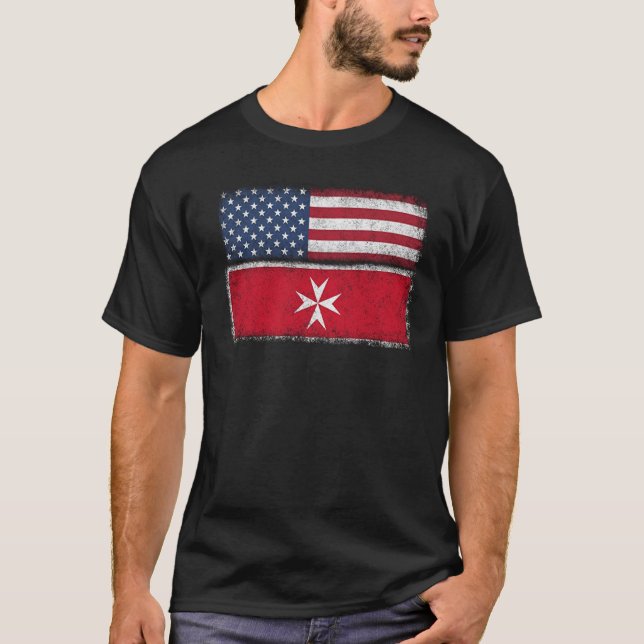 Cruz maltesa da herança de Malta do t-shirt da (Frente)